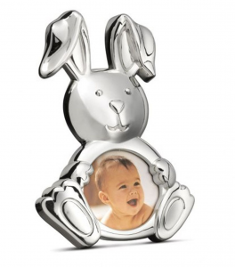 Portafoto bambino bambina argentato argento coniglio