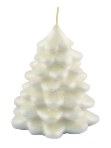 Candela albero Natale bianco lucido