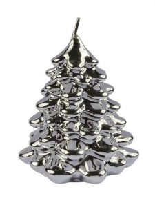 Candela albero Natale argento lucido