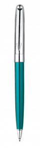 Penna in metallo azzurra cromata lucida