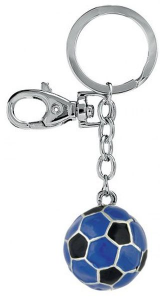 Portachiavi pallone calcio noro azzurro