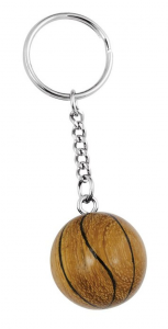 Portachiavi pallone da basket in legno