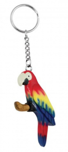 Portachiavi pappagallo ecologico in legno colorato