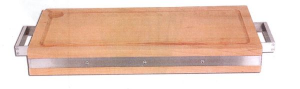 Tagliere rettangolare in legno di faggio con manici in acciaio satinato