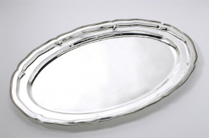 Vassoio ovale portata stile Rubans argentato argento sheffield