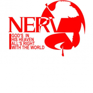 Nerv Logo God's in heaven All's right with the world evangelion mecha anime white t-shirt