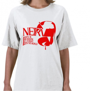 Nerv Logo God's in heaven All's right with the world evangelion mecha anime white t-shirt