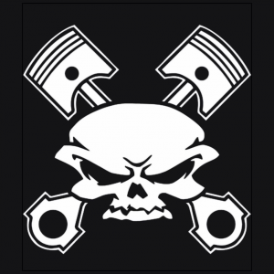 Piston Pirates Jolly Roger skull black t-shirt