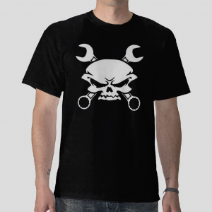 Wrench Pirates skull jolly roger Black t-shirt