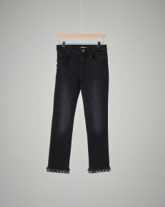 Pantalone jeans nero fondo anelli 8-16 anni