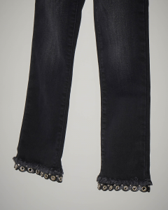 Pantalone jeans nero fondo anelli 8-16 anni