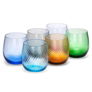 Set di 6 Bicchieri in diversi colori in vetro Soffiato Torciglione