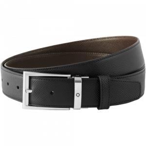 Cintura Montblanc Sartorial nera/marrone scura reversibile cut-to-size