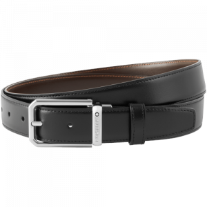 Cintura Montblanc in pelle nera e marrone reversibile cut-to-size