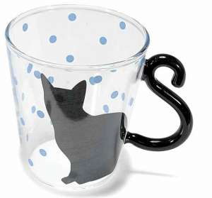 Tazza in vetro decorato con manico a coda di gatto
(801323)
