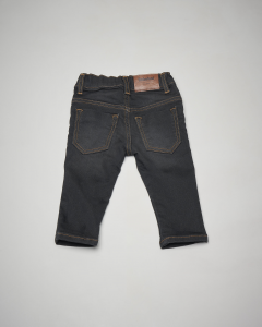 Jeans nero elasticizzato con sabbiature 6-18 mesi