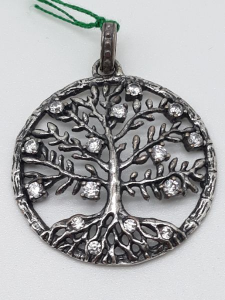 Ciondolo Donna Albero della Vita Crystal Tree in argento rodiato nero 925 con zirconi bianchi, vendita on line | GIOIELLERIA BRUNI Imperia 
