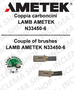 COPPIA di Carboncini Moteur Aspiration pour motore LAMB AMETEK  2 x cod. N33450-6