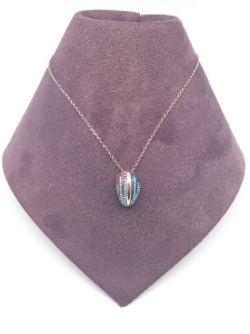Collana Donna in argento 925 rosato con ciondolo in pavé di zirconi multicolor, vendita on line | GIOIELLERIA BRUNI Imperia