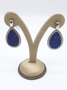 Orecchini in argento geodi blu con contorno di zirconi, vendita on line | GIOIELLERIA BRUNI Imperia