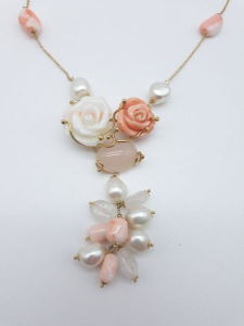 Collana rose di corallo e perle, vendita on line | GIOIELLERIA BRUNI Imperia