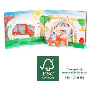 Libro illustrato interattivo per bambini in legno Pompieri