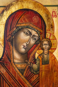 Icona Russa Dipinta a Mano Madonna di Vladimir 33,5 x 25,5 cm