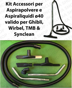 Accessories kit for Wet & Dry vacuum cleaner ø40 valid for GHIBLI mod: AS8 - AS9 - AS27 - AS400 - AS59 - AS590 - AS60 - AS600 - WS15 - WS2 - WS3