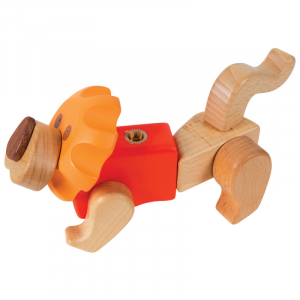 Kit costruzioni incastro leone in legno pregiato gioco per bambini