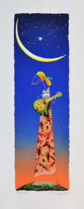 Meloniski - Suonatrice di Mandolino - Serigrafia retouchè - Formato cm. 60x25