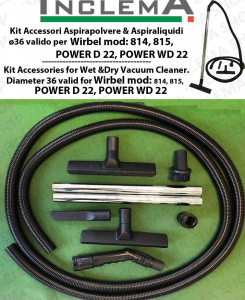 KIT Accesorios  Aspiradores en seco/húmedo ø36 válido para WIRBEL mod: 814, 815, POWER D 22, POWER WD 22