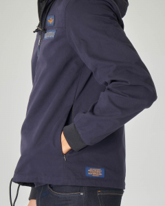 Giacca blu in cotone reversibile in giacca nylon nera