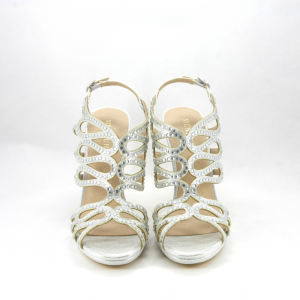 Sandalo cerimonia donna argento con cristalli.