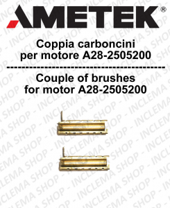 COPPIA di Carboncini Motore aspirazione per motore  Ametek A28 - 2505200 2 x Cod: 053200031.00