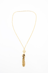 Collana della collezione REBECCA in Bronzo dorato con ciondolo e frange