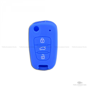 Guscio Cover In Silicone Colore Per Protezione Scocca Telecomando Chiave 3 Tre Tasti Auto Hyundai I10 I20 I30 Ix20 Ix35 Elantra Vari Colori (Blu)
