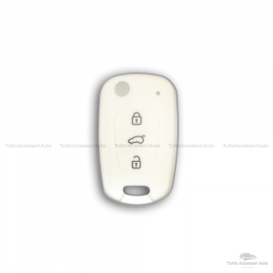 Guscio Cover In Silicone Colore Per Protezione Scocca Telecomando Chiave 3 Tre Tasti Auto Hyundai I10 I20 I30 Ix20 Ix35 Elantra Vari Colori (Bianco)