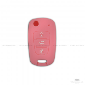 Guscio Cover In Silicone Colore Per Protezione Scocca Telecomando Chiave 3 Tre Tasti Auto Hyundai I10 I20 I30 Ix20 Ix35 Elantra Vari Colori (Rosa)