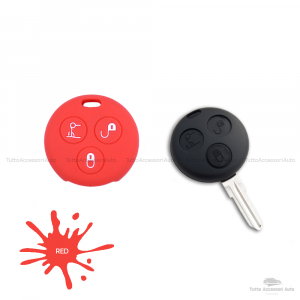 Cover Guscio Colorato Case Materiale Silicone Morbido Per Scocca Chiave Telecomando 3 Tasti Autovetture Smart 450 Fortwo Coupe' Vari Colori (Rosso)