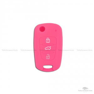 Guscio Cover In Silicone Colore Per Protezione Scocca Telecomando Chiave 3 Tre Tasti Auto Hyundai I10 I20 I30 Ix20 Ix35 Elantra Vari Colori (Fucsia)