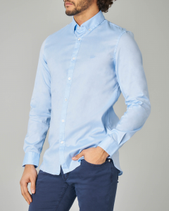 Camicia azzurra button down in cotone pinpoint stretch