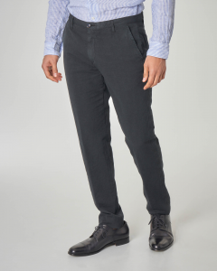Pantalone chino nero in cotone e lino