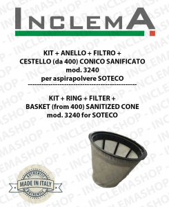 Mod. 3240 KIT + ANELLO+ FILTRO+ CESTELLO (da 400) CONICO SANIFICATO für Staubsauger SOTECO