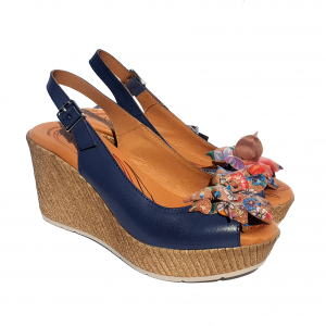 Sandalo blu con fiore Raquel Perez