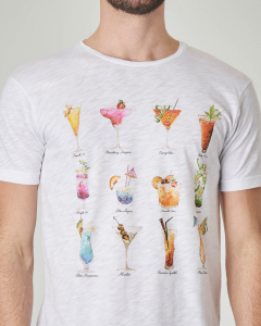 T-shirt bianca con stampa cocktail