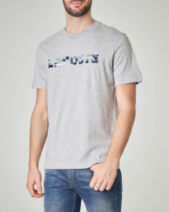 T-shirt grigio melange con logo hawaiano