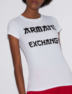 T-shirt donna ARMANI EXCHANGE con stampa a contrasto