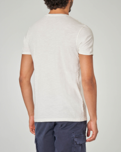T-shirt bianca con taschino tessuto slub