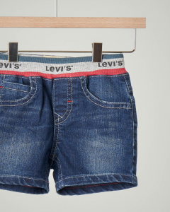 Bermuda jeans con elastico logato in vita