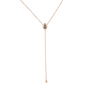 Y-Shape necklace in rose gold and brown diamonds